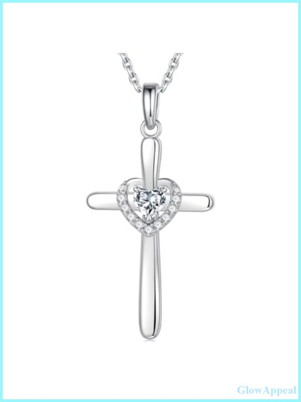 Cross Necklace 925 Sterling Silver April Birthstone Pendant 19-21 Inch